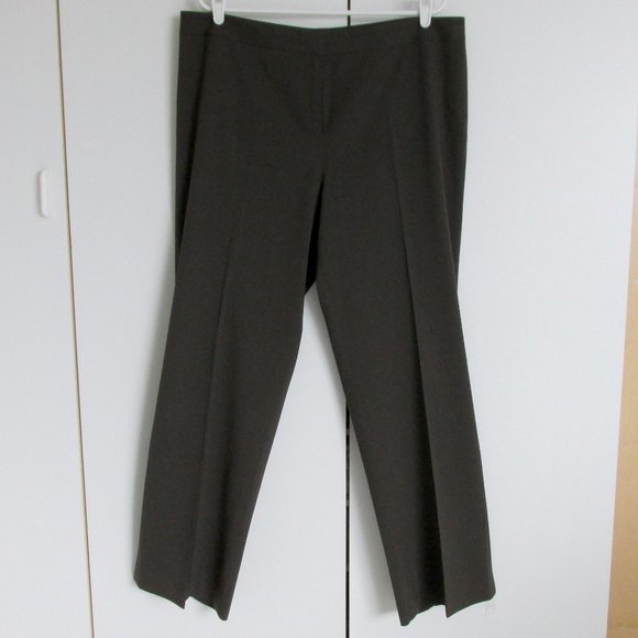 Lafayette 148 Menswear-Style Straight-Leg Wool-Blend Brown Pants Size 16 - Picture 1 of 9